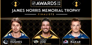Стали известны три финалиста на приз лучшему защитнику сезона в НХЛ